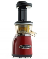 Get fresh. Amp up the way you eat & drink with this masticating juicer that mixes the efficiency & precision of a 80 RPM motor with the convenience of a compact vertical design. Working at high speeds, this juicer prevents the oxidation and degradation of fruits & veggies for even healthier results. 10-year warranty. Model VRT350R. Get fresh. Amp up the way you eat & drink with this masticating juicer that mixes the efficiency & precision of a 80 RPM motor with the convenience of a compact vertical design. Working at high speeds, this juicer prevents the oxidation and degradation of fruits & veggies for even healthier results. 10-year warranty. Model VRT350R.