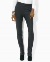 Designed for a slim, modern silhouette, Lauren Ralph Lauren's petite pant channels tailored elegance in sleek, lightweight stretch wool. (Clearance) Designed for a slim, modern silhouette, Lauren Ralph Lauren's petite pant channels tailored elegance in sleek, lightweight stretch wool. (Clearance)