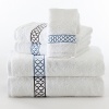 Beautiful embroidery accents Matouk's most popular Milagro Egyptian cotton zero-twist towels.