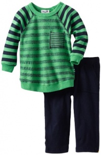 Splendid Littles Baby-Boys Newborn Navy Stripe Active Sweatshirt Set, Lawn, 6-12 Months