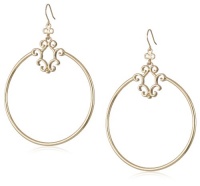 Jessica Simpson Gold Tone Signature Drop Hoop Earrings