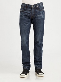 Crafted in iconic selvage denim with a heavy resin finish, this straight-leg silhouette has been treated and distressed throughout the leg to offer an authentic, lived-in look.Five-pocket styleInseam, about 34CottonMachine washMade in USA Crafted in iconic selvage denim with a heavy resin finish, this straight-leg silhouette has been treated and distressed throughout the leg to offer an authentic, lived-in look.Five-pocket styleInseam, about 34CottonMachine washMade in USA