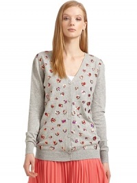 THE LOOKV-neckButton frontLong sleevesSequin heart embellishment on frontTHE FITAbout 27 from shoulder to hemTHE MATERIAL31% polyamide/29% viscose/27% cotton/13% woolFully linedCARE & ORIGINDry cleanImportedModel shown is 5'10 (177cm) wearing US size Small. THE LOOKV-neckButton frontLong sleevesSequin heart embellishment on frontTHE FITAbout 27 from shoulder to hemTHE MATERIAL31% polyamide/29% viscose/27% cotton/13% woolFully linedCARE & ORIGINDry cleanImportedModel shown is 5'10 (177cm) wearing US size Small.