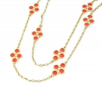 Tory Burch Clover Necklace Coral Gold Tory Burch Clover Necklace Coral Gold
