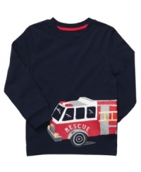 Rescue your little guys style with this cute long-sleeve tee from Carter's, showcasing a cute fire truck on the front. Rescue your little guys style with this cute long-sleeve tee from Carter's, showcasing a cute fire truck on the front.