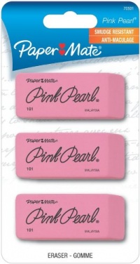 Paper Mate Pink Pearl Premium Erasers, 3 Large Erasers Paper Mate Pink Pearl Premium Erasers, 3 Large Erasers