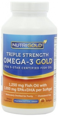 Nutrigold Triple Strength Omega-3 Gold (1,060 mg Omega-3s per softgel), 1250 mg, 180 softgels Nutrigold Triple Strength Omega-3 Gold (1,060 mg Omega-3s per softgel), 1250 mg, 180 softgels