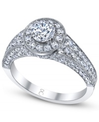 Tell a story with this symbolic style. This My Diamond Story engagement ring features a stunning, certified round-cut diamond (1-3/4 ct. t.w.) set in a band covered with two rows of smaller round-cut diamonds. Crafted in 18k white gold. Tell a story with this symbolic style. This My Diamond Story engagement ring features a stunning, certified round-cut diamond (1-3/4 ct. t.w.) set in a band covered with two rows of smaller round-cut diamonds. Crafted in 18k white gold.