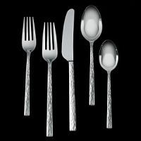 Hammered Flatware is made of stainless steel and features a hammered, three-dimensional design on a modern chopstick-inspired shape. Vera Wang Stainless Steel Flatware Collection communicates its quality and sophistication with a significant weight and dimension. Detailed and balanced this flatware is perfect for both a traditional or modern setting. High quality 18/10 stainless steel flatware. Hammered Flatware is made of stainless steel and features a hammered, three-dimensional design on a modern chopstick-inspired shape. Vera Wang Stainless Steel Flatware Collection communicates its quality and sophistication with a significant weight and dimension. Detailed and balanced this flatware is perfect for both a traditional or modern setting. High quality 18/10 stainless steel flatware.