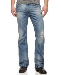 These light wash distressed jeans from INC International Concepts show off how you like to wear your wear. These light wash distressed jeans from INC International Concepts show off how you like to wear your wear.
