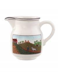 A villager leads his donkey back to the farm on this Design Naif creamer, featuring premium Villeroy & Boch porcelain. A villager leads his donkey back to the farm on this Design Naif creamer, featuring premium Villeroy & Boch porcelain.