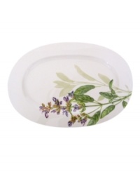 A natural for casual dining, the Althea Nova oval platter by Villeroy & Boch features durable porcelain planted with delicate herbs for a look that's fresh from the garden. With green trim. A natural for casual dining, the Althea Nova oval platter by Villeroy & Boch features durable porcelain planted with delicate herbs for a look that's fresh from the garden. With green trim.