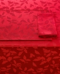 Dress up your table with the Holly Damask tablecloth from Lenox. A timeless design and machine washable blend in lustrous red bring lasting elegance to seasonal dining. Dress up your table with the Holly Damask tablecloth from Lenox. A timeless design and machine washable blend in lustrous red bring lasting elegance to seasonal dining.