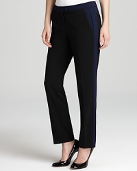 Cropping up this season? Aqua color-block pants. Perfect for the office, team them with pumps and a solid blouse for instant chic. Cropping up this season? Aqua color-block pants. Perfect for the office, team them with pumps and a solid blouse for instant chic.