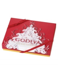 A true gift for the season for anyone on your list, this Limited-Edition holiday box of chocolates mixes a handful of old decadent favorites with new and exciting holiday-inspired flavors from Godiva. A true gift for the season for anyone on your list, this Limited-Edition holiday box of chocolates mixes a handful of old decadent favorites with new and exciting holiday-inspired flavors from Godiva.