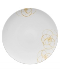 A modern canvas for everyday meals, the Bloom Sun buffet plates have a smooth, flat surface that's artfully scribbled with golden florals for a look that's fresh--and in durable porcelain--not fussy. From Villeroy & Boch. A modern canvas for everyday meals, the Bloom Sun buffet plates have a smooth, flat surface that's artfully scribbled with golden florals for a look that's fresh--and in durable porcelain--not fussy. From Villeroy & Boch.