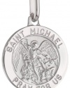 14k White Gold Round St. Michael Medal