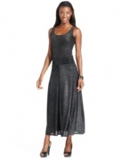 A glittery midi skirt from Ellen Tracy makes a stylish impact, especially when paired with the matching tank top.