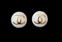Designer Inspired Classic White Button Stud Earrings Designer Inspired Classic White Button Stud Earrings