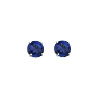 .925 Sterling Silver Rhodium Plated 3mm September Birthstone Round CZ Solitaire Basket Stud Earrings for Baby and Children & Women with Screw-back (Sapphire, Navy)