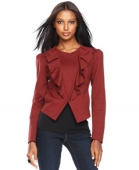 INC's petite topper is the right choice for transitioning between seasons. Ruffles and an asymmetrical closure give it a unique look. (Clearance) INC's petite topper is the right choice for transitioning between seasons. Ruffles and an asymmetrical closure give it a unique look. (Clearance)