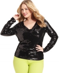 Get the party started in MICHAEL Michael Kors' sequined plus size top! Get the party started in MICHAEL Michael Kors' sequined plus size top!
