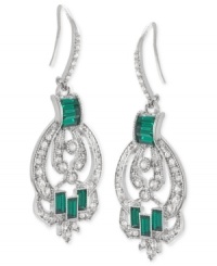 Simply striking. This pair of earrings from Carolee is crafted from silver-tone mixed metal with glistening green and clear accents adding a stylish touch. Approximate drop: 1-1/4 inches. Simply striking. This pair of earrings from Carolee is crafted from silver-tone mixed metal with glistening green and clear accents adding a stylish touch. Approximate drop: 1-1/4 inches.