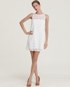 A '60s-inspired shift silhouette brings retro-chic to this ultra-femme Milly eyelet dress.