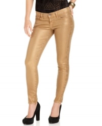 In high-shine gold coated denim, these Lucky Brand Jeans skinny jeans are a must-have for a fashion-forward fall wardrobe! In high-shine gold coated denim, these Lucky Brand Jeans skinny jeans are a must-have for a fashion-forward fall wardrobe!