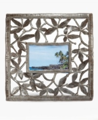 Haitian artists find the grace in recycled steel, manipulating the raw metal into the delicate birds and branches that define this Botanical picture frame. Hammered and varnished completely by hand with surprising texture and detail to make each frame special. Haitian artists find the grace in recycled steel, manipulating the raw metal into the delicate birds and branches that define this Botanical picture frame. Hammered and varnished completely by hand with surprising texture and detail to make each frame special.
