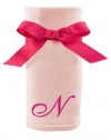 Princess Linens Embroidered Pink Initial Cotton Knit Blanket, N