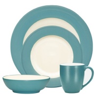 Noritake Colorwave Turquoise 4-Piece Place Setting, Rim Shape Noritake Colorwave Turquoise 4-Piece Place Setting, Rim Shape