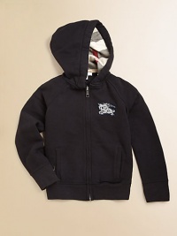 A long-sleeved, cotton-blend hoodie features requisite check lining and logo appliqué.Attached hoodLong sleevesFull-zip frontSlash pocketsRibbed cuffs and hem84% cotton/16% polyesterMachine washImported A long-sleeved, cotton-blend hoodie features requisite check lining and logo appliqué.Attached hoodLong sleevesFull-zip frontSlash pocketsRibbed cuffs and hem84% cotton/16% polyesterMachine washImported
