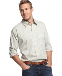 With a subtle plaid, this shirt from Club Room will never go wrong for the weekend. With a subtle plaid, this shirt from Club Room will never go wrong for the weekend.
