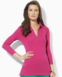 The Hester tunic is rendered in soft cotton jersey and trimmed with lightweight linen for a textured, casual finish. The Hester tunic is rendered in soft cotton jersey and trimmed with lightweight linen for a textured, casual finish.