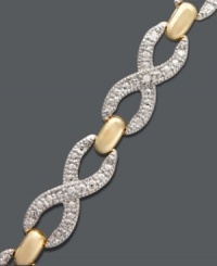 A sweet kiss of sparkling style. Victoria Townsend's X link bracelet shines with the addition of sparkling diamond accents set in 18k gold over sterling silver. Approximate length: 7 inches. A sweet kiss of sparkling style. Victoria Townsend's X link bracelet shines with the addition of sparkling diamond accents set in 18k gold over sterling silver. Approximate length: 7 inches.