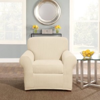Sure Fit 119827270U_CREM Stretch Pinstripe Chair Slipcover, Cream Sure Fit 119827270U_CREM Stretch Pinstripe Chair Slipcover, Cream