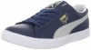 Puma Men's Clyde Leather FS Shoe,Dark Denim-Gray/Viloet,8.5 D US