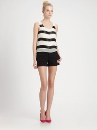 Intricate, beaded stripes on a airy silk, styled in an easy scoopneck tank.ScoopneckSleevelessShort sleevesScoopbackPullover styleAbout 21 from shoulder to hemSilkDry cleanImportedModel shown is 5'11 (180cm) wearing US size Small. Intricate, beaded stripes on a airy silk, styled in an easy scoopneck tank.ScoopneckSleevelessShort sleevesScoopbackPullover styleAbout 21 from shoulder to hemSilkDry cleanImportedModel shown is 5'11 (180cm) wearing US size Small.