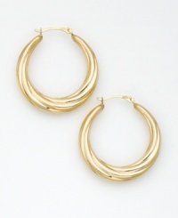 Textured twists on 14k yellow gold lend a touch of modern chic to a classic style.