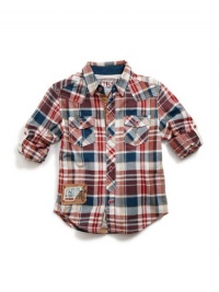 GUESS Kids Boys Little Boy Booth Sidewinder Shirt, PLAID (7)