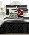 Adorn your bed with this throw pillow from Lauren Ralph Lauren, featuring black and turquoise shapes that create a unique needlepoint design. Zipper closure. (Clearance)