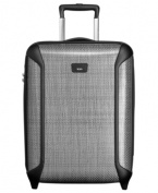 Dependable durability, professional protection. Crafted from Tegris®, a revolutionary armor-like thermoplastic used in race-cars and protective equipment for football players, this lightweight carry-on rises above the bumps and bruises of travel. A X-Brace 45™ handle system adds to the structural rigidity and prevents damage to the mobility of this 2-wheel easy glider. 5-year warranty.