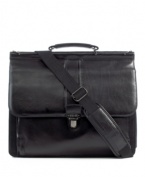 Meld function and fashion flair for a durable, yet rich, leather briefcase that offers the simplified organization that fast-paced life demands with an organizer pocket designed for business must-haves, a padded computer pocket for working on the road and a rear compartment with an easy-access pocket for last-minute adjustments. Limited lifetime warranty.