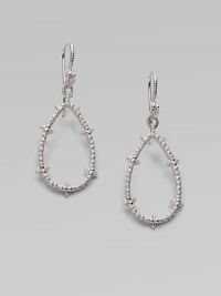 From the Calypso Collection. Spiky open teardrops with white sapphire accents hang from richly ribbed wires in this shining design.White sapphireRhodium platedLength, about 2Ear wireImported From the Calypso Collection. Spiky open teardrops with white sapphire accents hang from richly ribbed wires in this shining design.White sapphireRhodium platedLength, about 2Ear wireImported