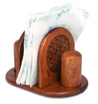 Mountain Woods Rattan Napkin Holder w/ Salt & Pepper Set Mountain Woods Rattan Napkin Holder w/ Salt & Pepper Set