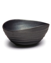 Down-to-earth dining. This Earth serving bowl has a handcrafted feel with a fluid shape and steely sheen to complement the Nambe dinnerware collection. Down-to-earth dining. This Earth serving bowl has a handcrafted feel with a fluid shape and steely sheen to complement the Nambe dinnerware collection.