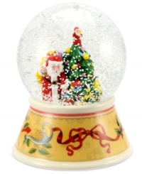 All kinds of merry, the annual Christmas Tree snow globe from Spode combines the cheery new partridge and pear tree motif with Santa Claus under a flurry of snow. All kinds of merry, the annual Christmas Tree snow globe from Spode combines the cheery new partridge and pear tree motif with Santa Claus under a flurry of snow.