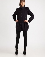 A brilliant, military-inspired take on a classic coat style, this design features a luxurious combination of wool and cashmere.Fold-over collarButton-tab detail on sleevesEpaulettesButton frontFlap pocketsFlounce hemBack yokeFully lined About 30 from shoulder to hem80% virgin wool/20% cashmereDry cleanMade in Italy of imported fabric Model shown is 5'9½ (176cm) wearing US size 4. 