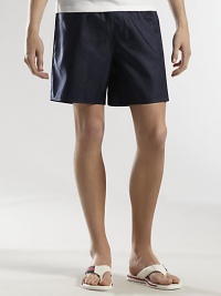 Miniature GG jacquard print adorns these stylish swim trunks rendered in quick-drying nylon.Drawstring tie waistBack patch pocketInseam, about 7PolyamideHand washMade in Italy Miniature GG jacquard print adorns these stylish swim trunks rendered in quick-drying nylon.Drawstring tie waistBack patch pocketInseam, about 7PolyamideHand washMade in Italy